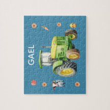 Niños Tractor de Granja Azul Cute y niños con nomb