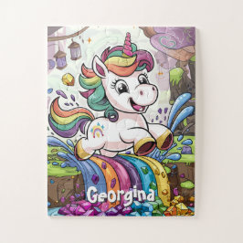Puzzle Niños unicornios personalizados con arcoiris