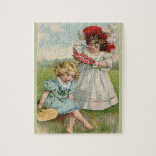 Puzzle Niños Victorianos Jardín de Verano Vintage Niñas