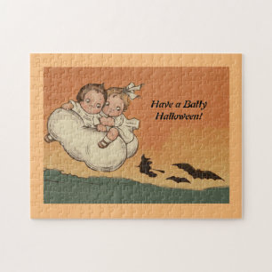 Puzzle Niños Vintage de Halloween cazando murciélagos