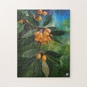 Puzzle Nísperos en pintura de primavera de abril por Alfr