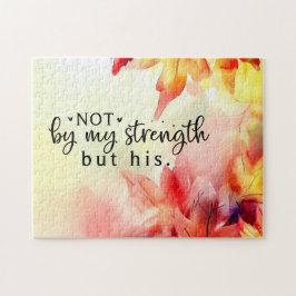 Puzzle No por mi fuerza sino por su cita cristiana de la 