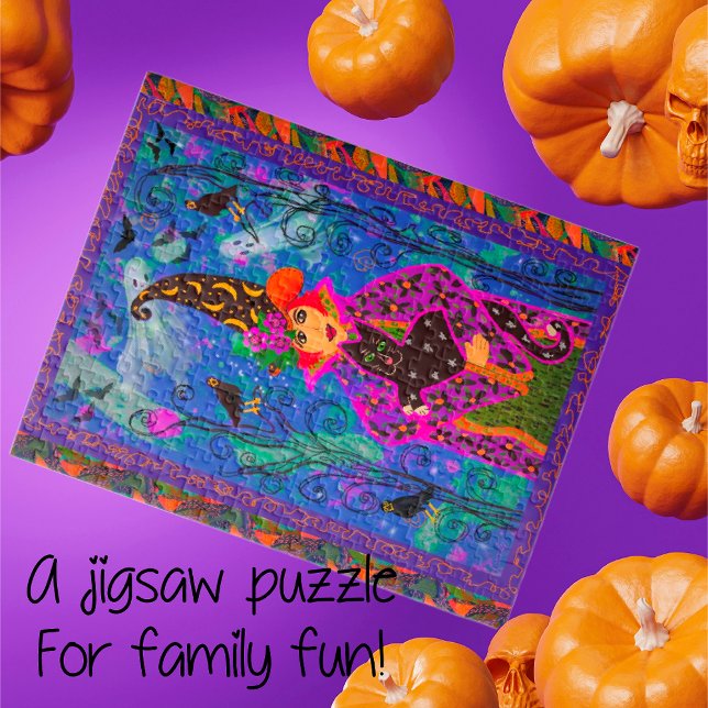 Puzzle Noche de Bewitter Halloween (Add a colorful project for the family this Halloween. Sizes and number of pieces for all!)