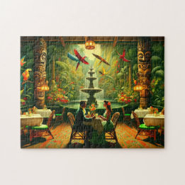Puzzle Noche de cita exótica en la sala Tiki selva tropic