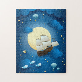 Puzzle Noche de fantasía con barco volador