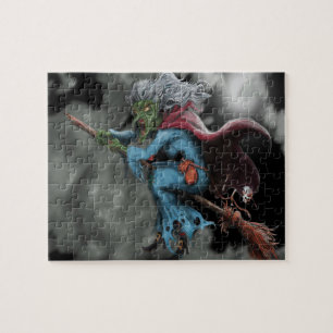 Puzzle Noche de Halloween Espíritu asustado Volando Cráne