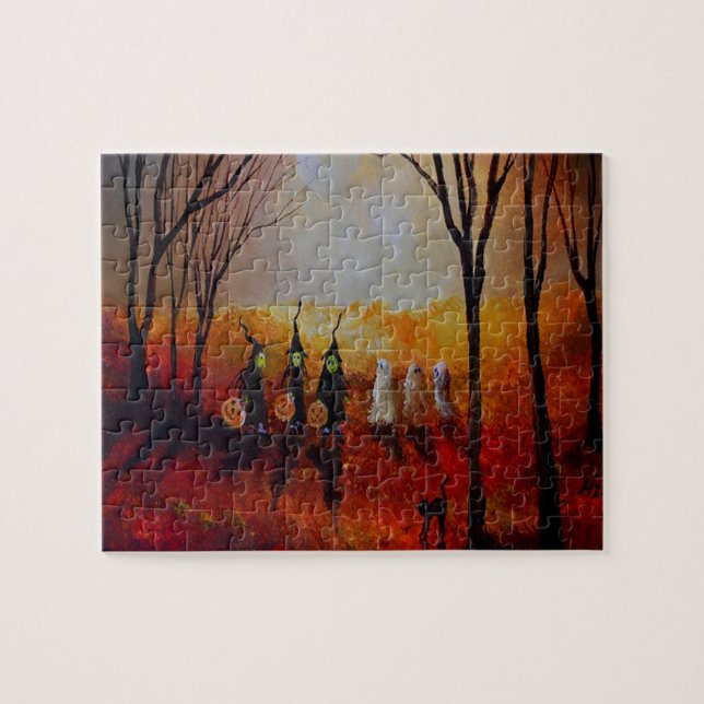 Puzzle Noche De Halloween Fantasmas Y Testigos De Luna Ll (Horizontal)