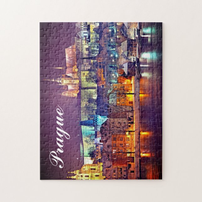 Puzzle Noche de invierno en la república checa de Praga (Vertical)