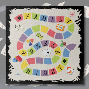 Puzzle Noche de Juegos Familiares con Colores Retro