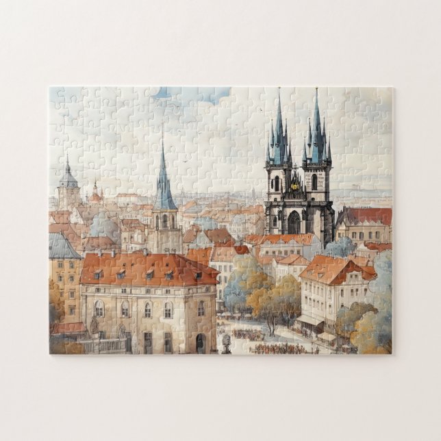 Puzzle Noche de Praga en la República Checa (Horizontal)