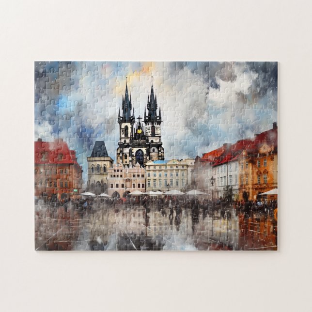Puzzle Noche de Praga en la República Checa (Horizontal)