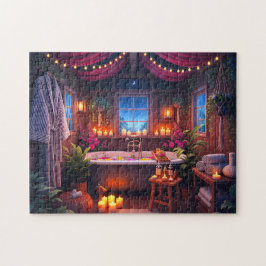 Puzzle Noche de Spa Serenidad Estrellada Escena de Baño A