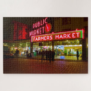 Puzzle Noche en el mercado público de Seattle