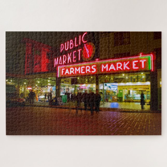 Puzzle Noche en el mercado público de Seattle (Horizontal)