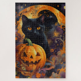 Puzzle Noche encantada: El gato y la calabaza