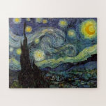 Puzzle Noche estrellada - Arte de pintura de van Gogh<br><div class="desc">Desde la lámpara de Nuenen del minero hasta la que colocó en su ventana siguiendo la escena con Gauguin; desde la estrella de la noche que observó en 1875 en Corot Olive Orchard hasta la carta que le escribió a su hermano en agosto de 1888, en la que decía: "Algún...</div>