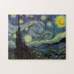 Puzzle Noche estrellada - Arte de pintura de van Gogh<br><div class="desc">Desde la lámpara de Nuenen del minero hasta la que colocó en su ventana siguiendo la escena con Gauguin; desde la estrella de la noche que observó en 1875 en Corot Olive Orchard hasta la carta que le escribió a su hermano en agosto de 1888, en la que decía: "Algún...</div>