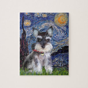 Puzzle Noche estrellada - Cachorro de Schnauzer #10