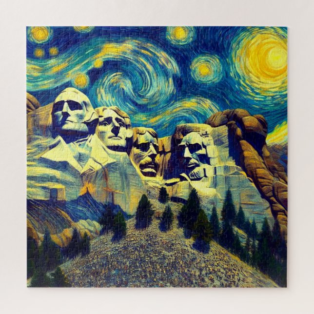 Puzzle Noche estrellada Monte Rushmore Dakota del Sur (Vertical)