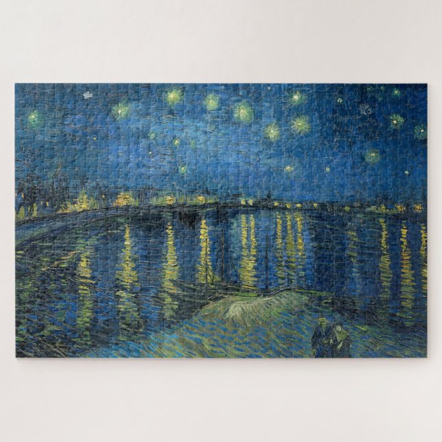 Puzzle Noche estrellada sobre el río Ródano (por van Gogh (Horizontal)