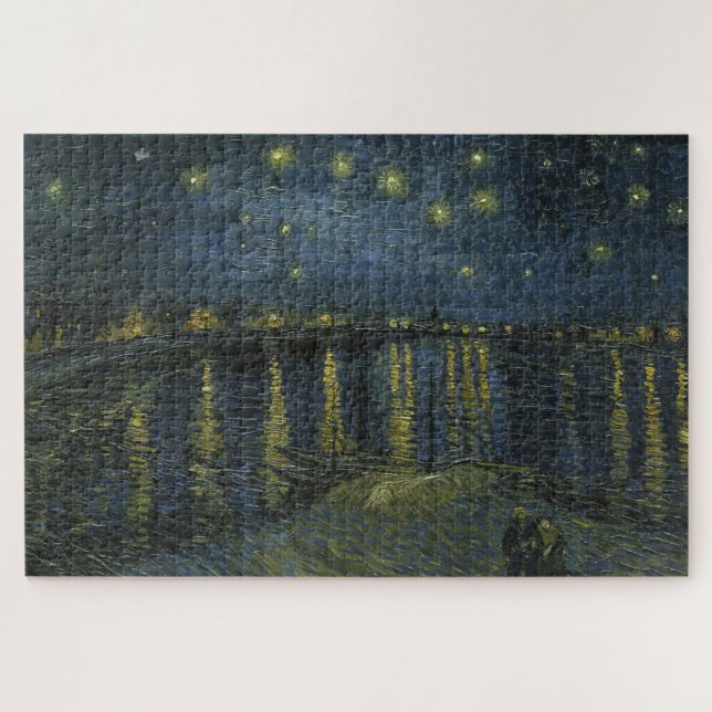 Puzzle Noche estrellada sobre el Ródano, pintura al óleo  (Horizontal)