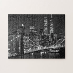 Puzzle Noche Nueva York del puente Black White Brooklyn