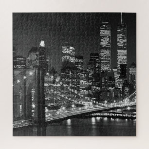 Puzzle Noche Nueva York del puente Black White Brooklyn