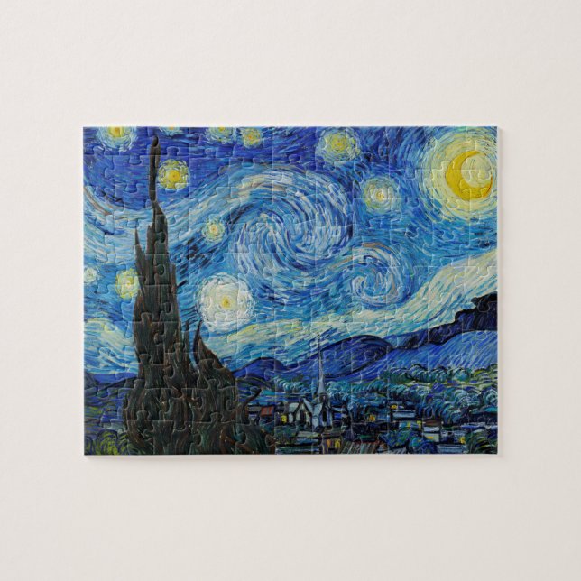 Puzzle Noche Van Gogh Starry. Arte vintage impresionista (Horizontal)