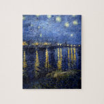 Puzzle Noche Van Gogh Starry Sobre Rhone<br><div class="desc">Paisaje de Vincent Van Gogh y la serie de pintura del paisaje marino - Noche azul estrellada sobre el Ródano</div>