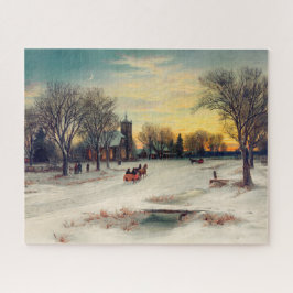 Puzzle Nochebuena 1885 W C Bauer Paseo en Trineo a la Igl