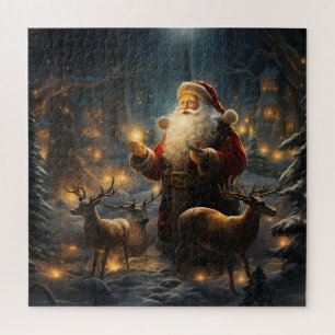 Puzzle Nochebuena de Santa en el Bosque Nevado