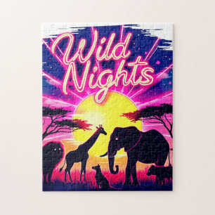 Puzzle Noches Salvajes Safari Africano Pôr del Sol