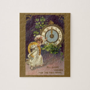 Puzzle Nochevieja Irlandesa Vintage a Medianoche Reloj