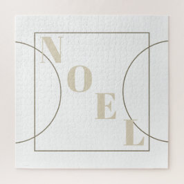 Puzzle Noel | Navidad Chic Moderno Tonos Blancos y Bronce