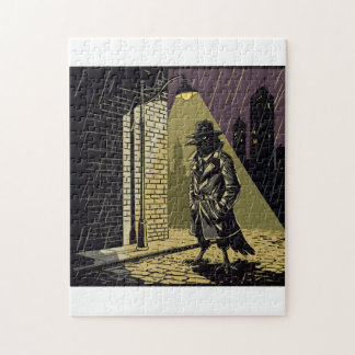 Puzzle Noir Crow Detective in Rain Moody Comic Art Jigsaw