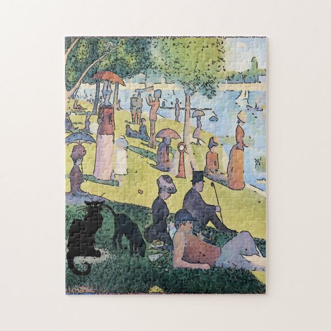 Puzzle Noir de chat picnic (Vertical)