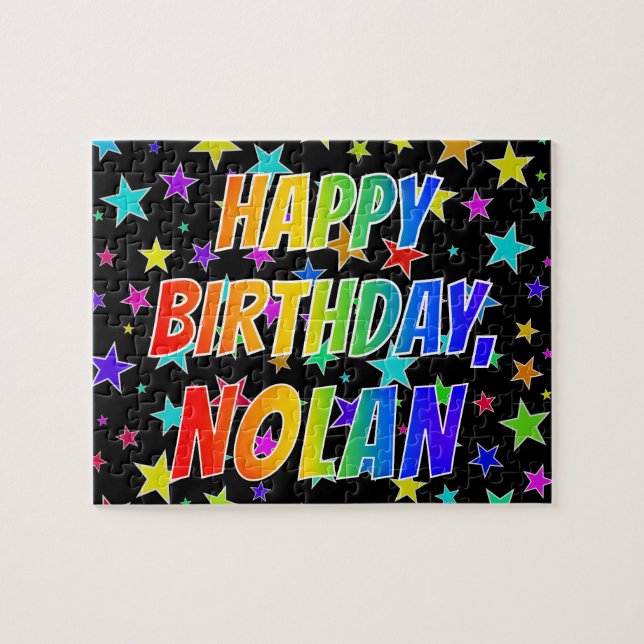 Puzzle "NOLAN" Nombre, Diversión "FELIZ CUMPLEAÑOS" (Horizontal)