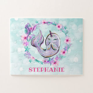 Puzzle Nombra de animales de la especie Narwhal & Sea Und