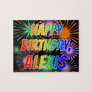 Puzzle Nombre "ALEXIS", Diversión "FELIZ CUMPLEAÑOS"
