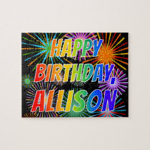 Puzzle Nombre "ALLISON", Diversión "FELIZ CUMPLEAÑOS"