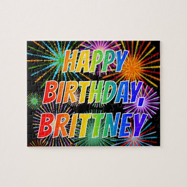 Puzzle Nombre "BRITTNEY", divertido "cumpleaños feliz" (Horizontal)
