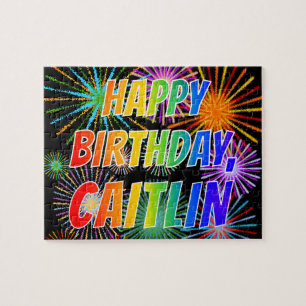 Puzzle Nombre "CAITLIN", Diversión "FELIZ CUMPLEAÑOS"