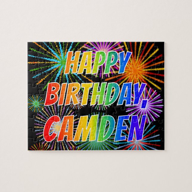 Puzzle Nombre "CAMDEN", diversión "FELIZ CUMPLEAÑOS" (Horizontal)