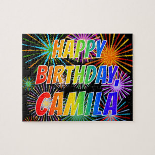 Puzzle Nombre "CAMILA", diversión "FELIZ CUMPLEAÑOS"