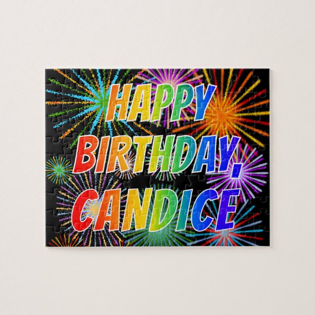 Puzzle Nombre "CANDICE", diversión "FELIZ CUMPLEAÑOS" (Horizontal)
