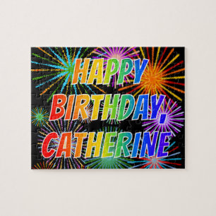 Puzzle Nombre "CATHERINE", Divertido "FELIZ CUMPLEAÑOS"