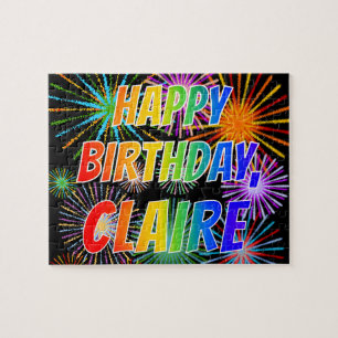 Puzzle Nombre "CLAIRE", diversión "FELIZ CUMPLEAÑOS"