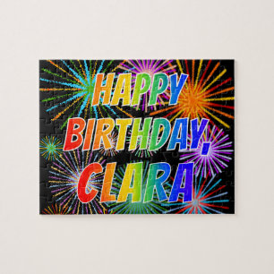 Puzzle Nombre "CLARA", diversión "FELIZ CUMPLEAÑOS"