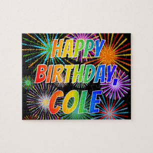 Puzzle Nombre "COLE", Diversión "FELIZ CUMPLEAÑOS"