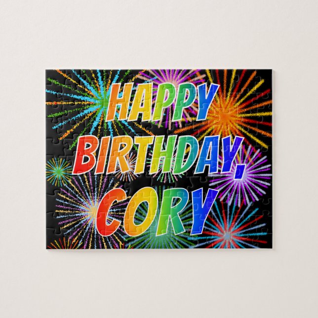 Puzzle Nombre "CORY", diversión "FELIZ CUMPLEAÑOS" (Horizontal)